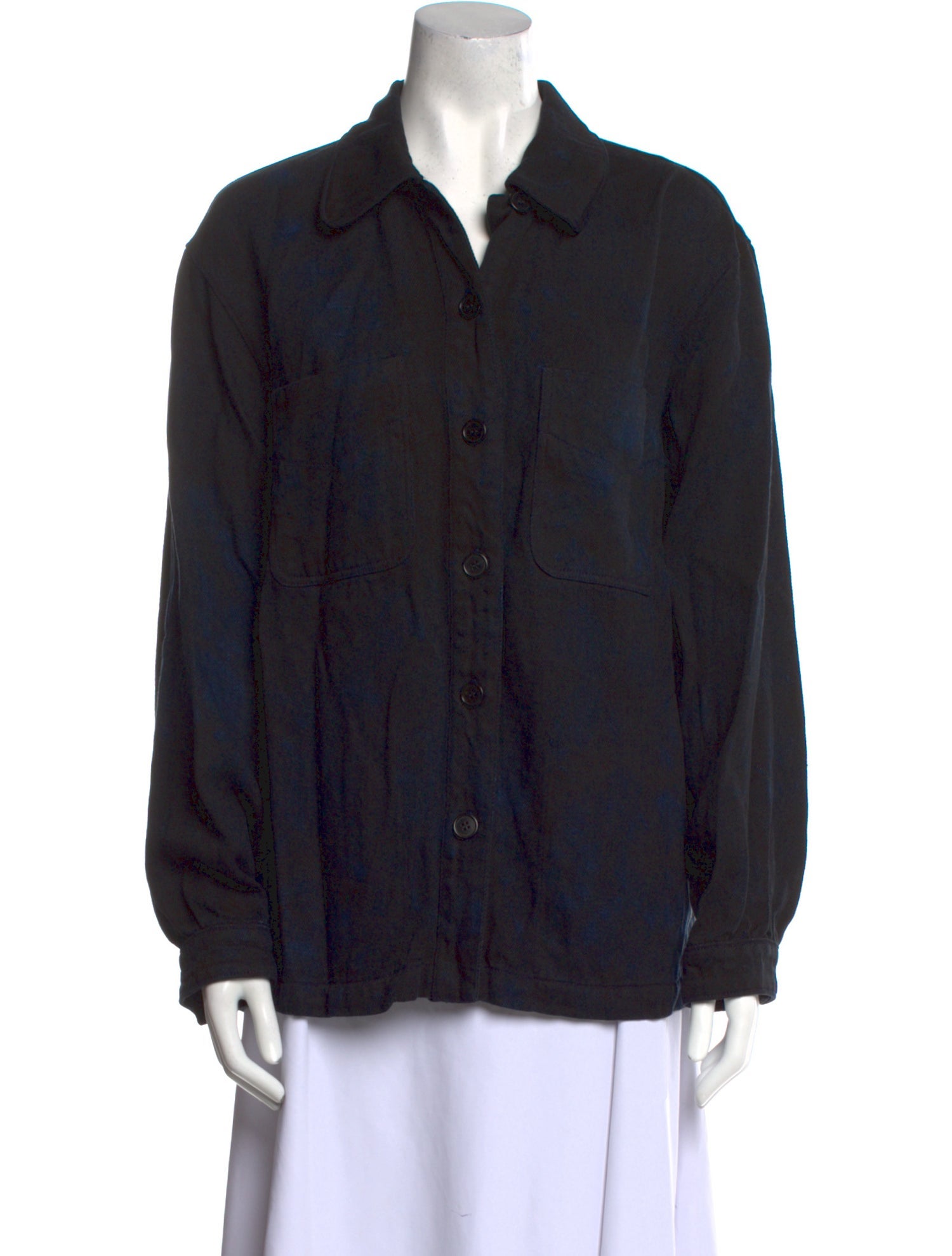 Raquel Allegra Animal Print Long Sleeve Button-Up Top