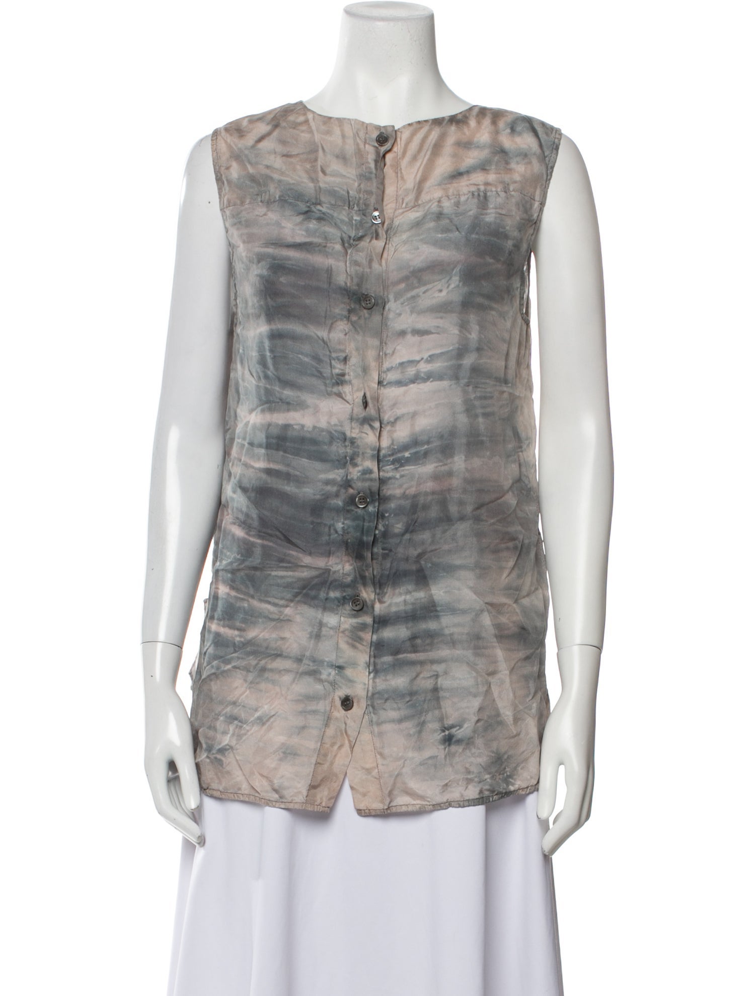 Raquel Allegra Silk Tie-Dye Print Top