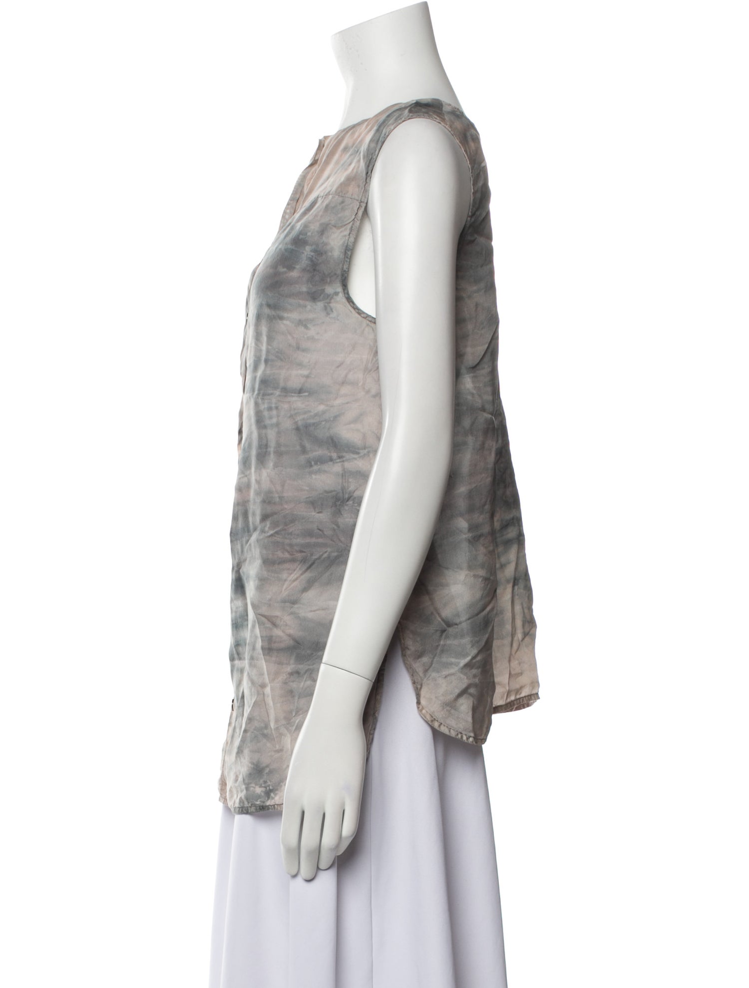 Raquel Allegra Silk Tie-Dye Print Top