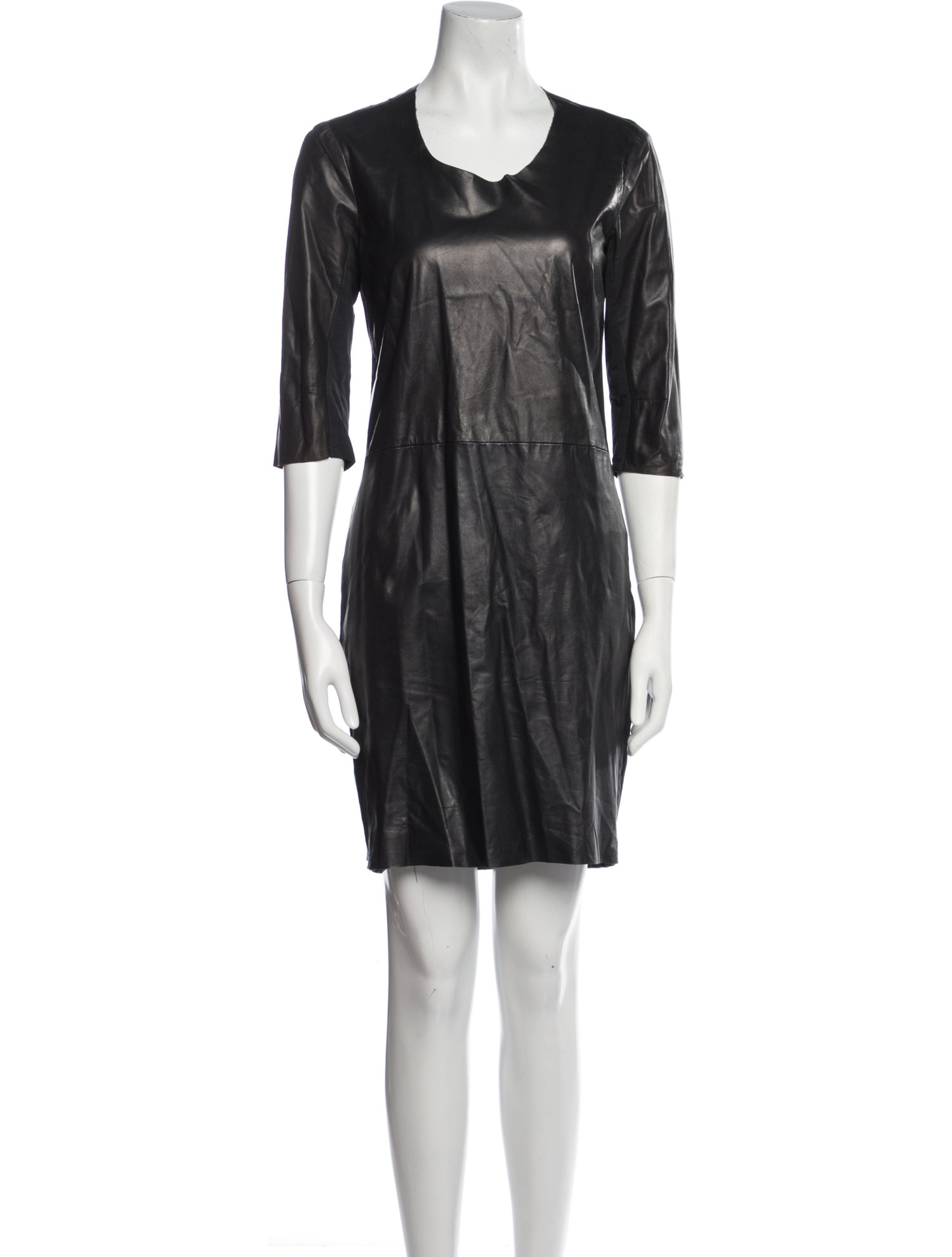 Raquel Allegra Leather Knee-Length Dress