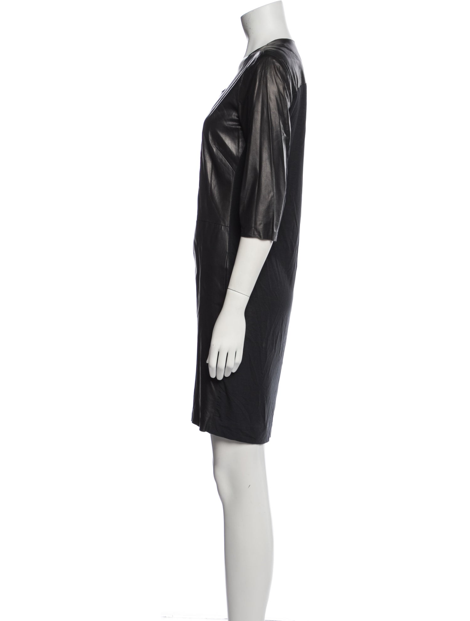 Raquel Allegra Leather Knee-Length Dress