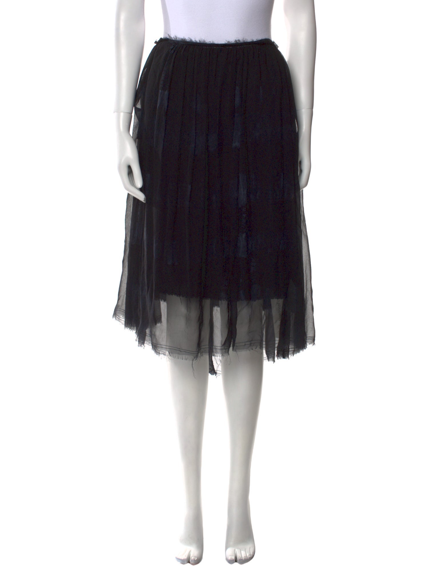 Raquel Allegra Raw-Edge Trim Midi Length Skirt