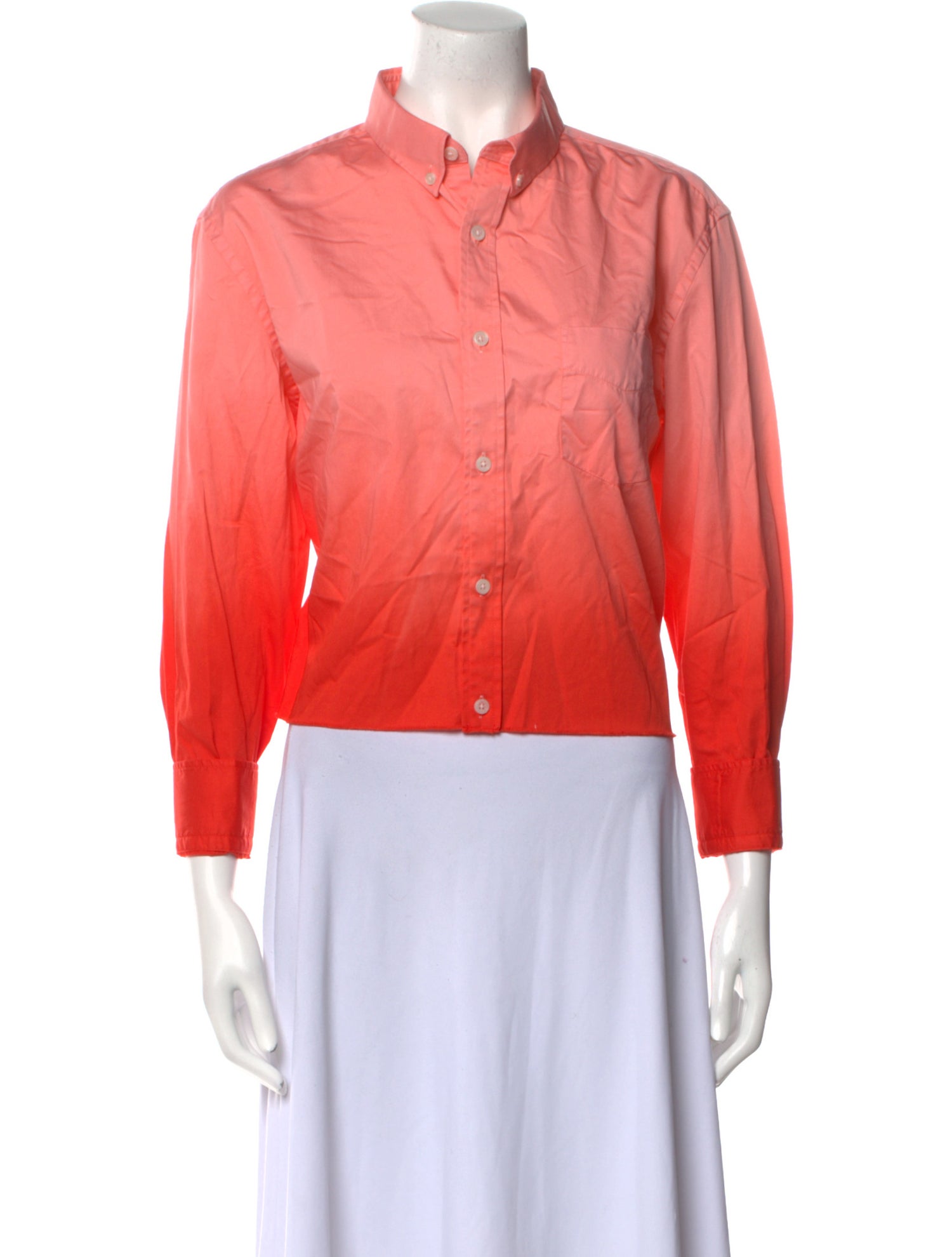 Raquel Allegra Three-Quarter Sleeve Button-Up Top