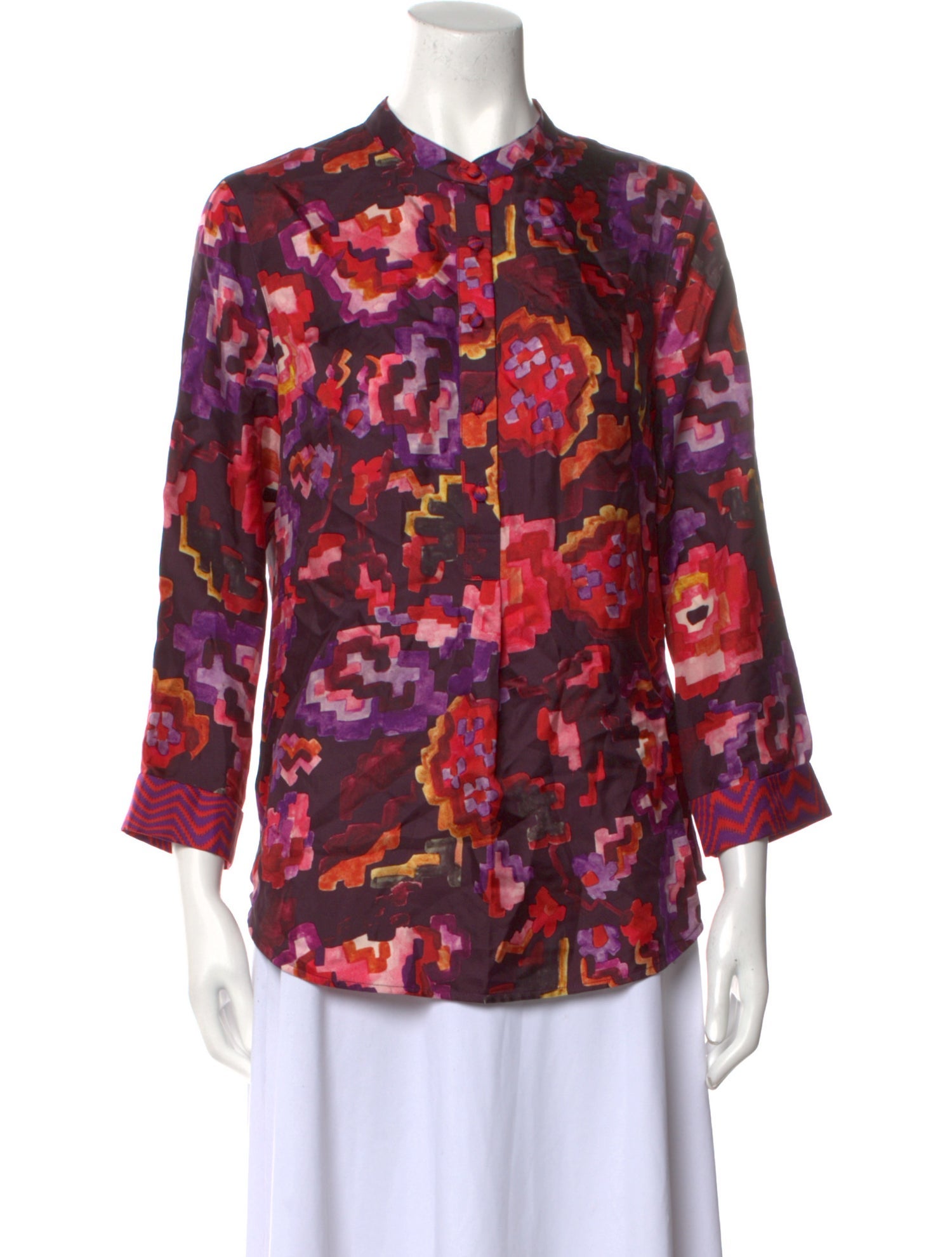 Raquel Allegra Silk Floral Print Blouse
