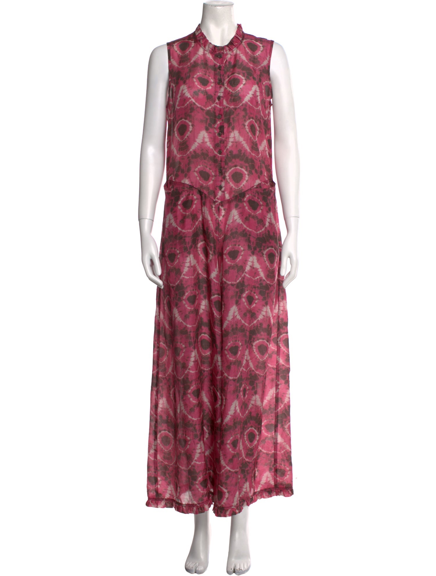 Raquel Allegra Silk Tie-Dye Print Jumpsuit