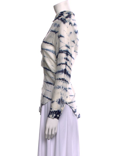 Raquel Allegra Silk Tie-Dye Print Button-Up Top