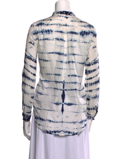 Raquel Allegra Silk Tie-Dye Print Button-Up Top