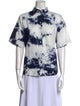 Raquel Allegra Tie-Dye Print Short Sleeve Button-Up Top
