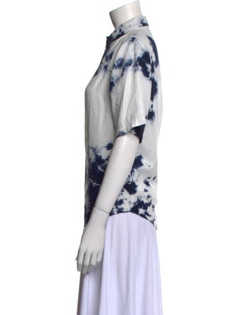 Raquel Allegra Tie-Dye Print Short Sleeve Button-Up Top