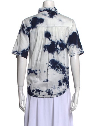 Raquel Allegra Tie-Dye Print Short Sleeve Button-Up Top