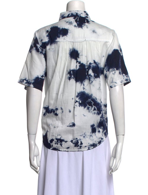 Raquel Allegra Tie-Dye Print Short Sleeve Button-Up Top