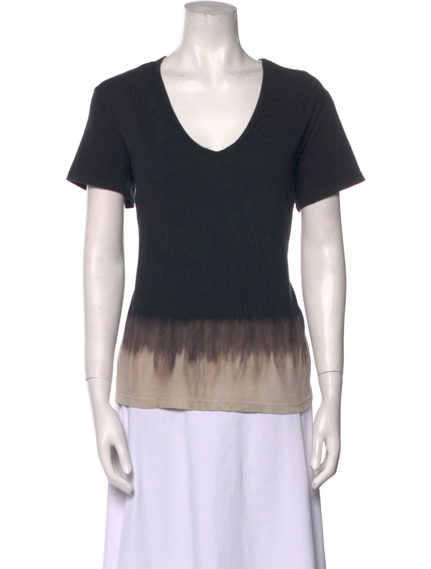 Raquel Allegra Tie-Dye Print V-Neck T-Shirt