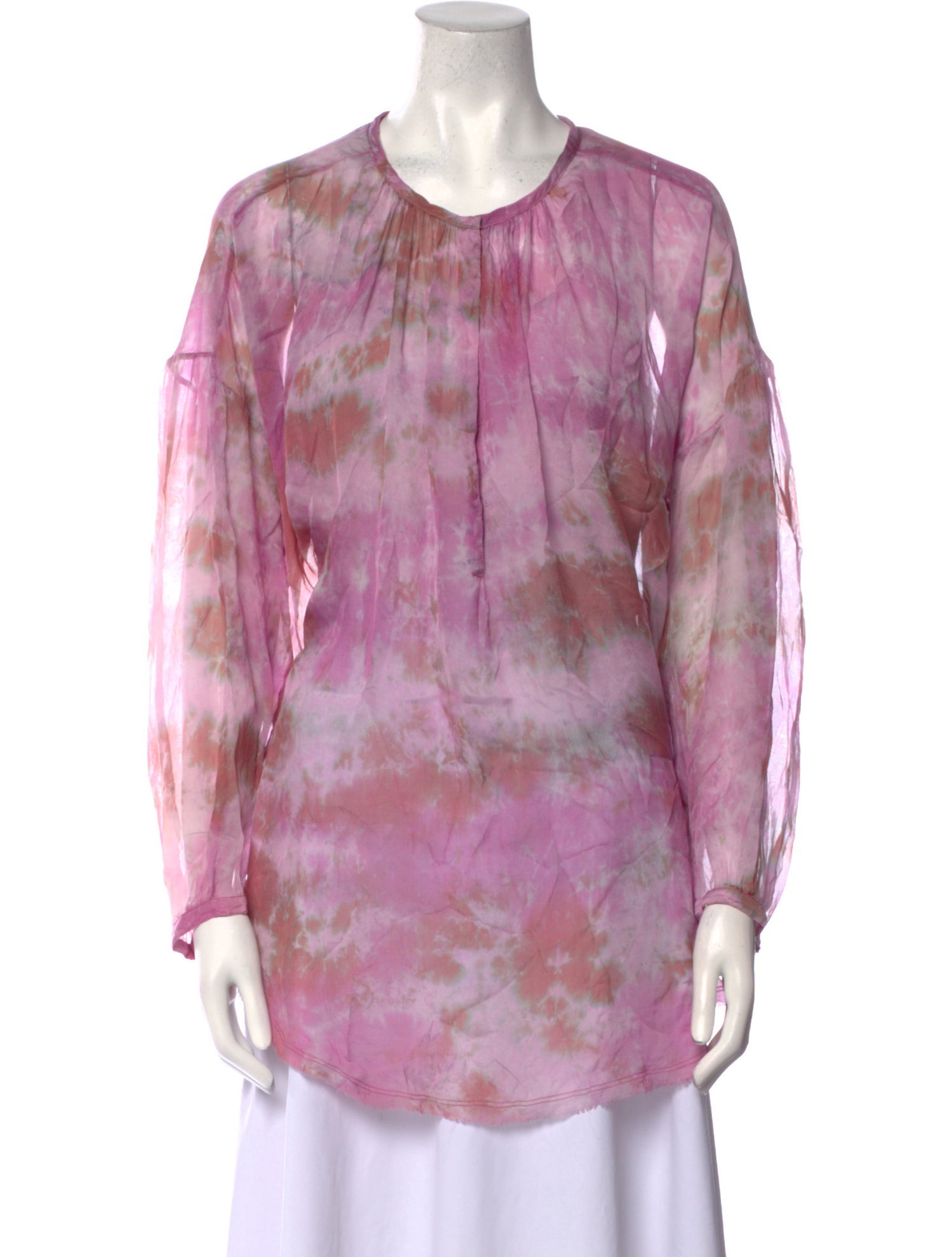 Raquel Allegra Silk Tie-Dye Print Blouse