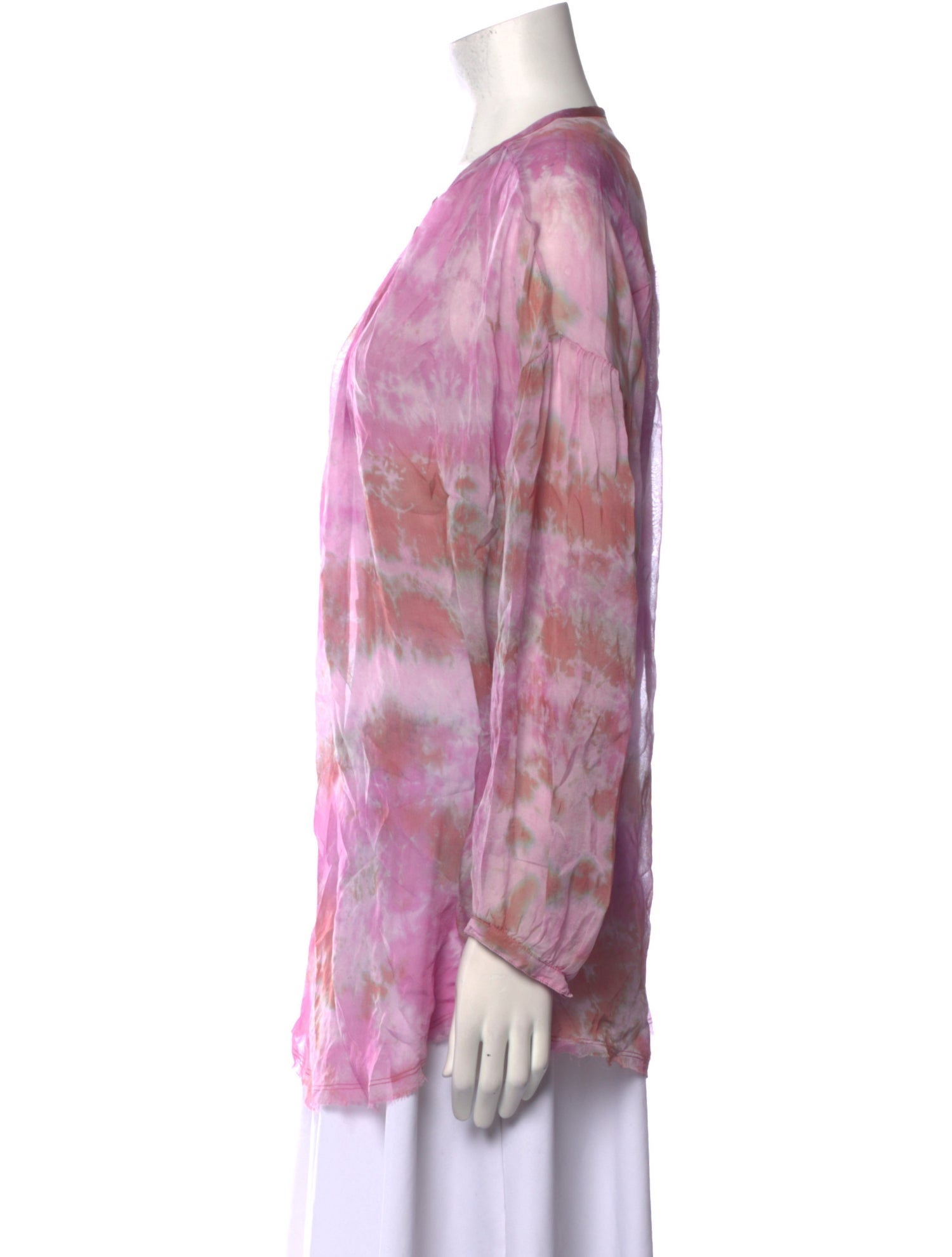 Raquel Allegra Silk Tie-Dye Print Blouse