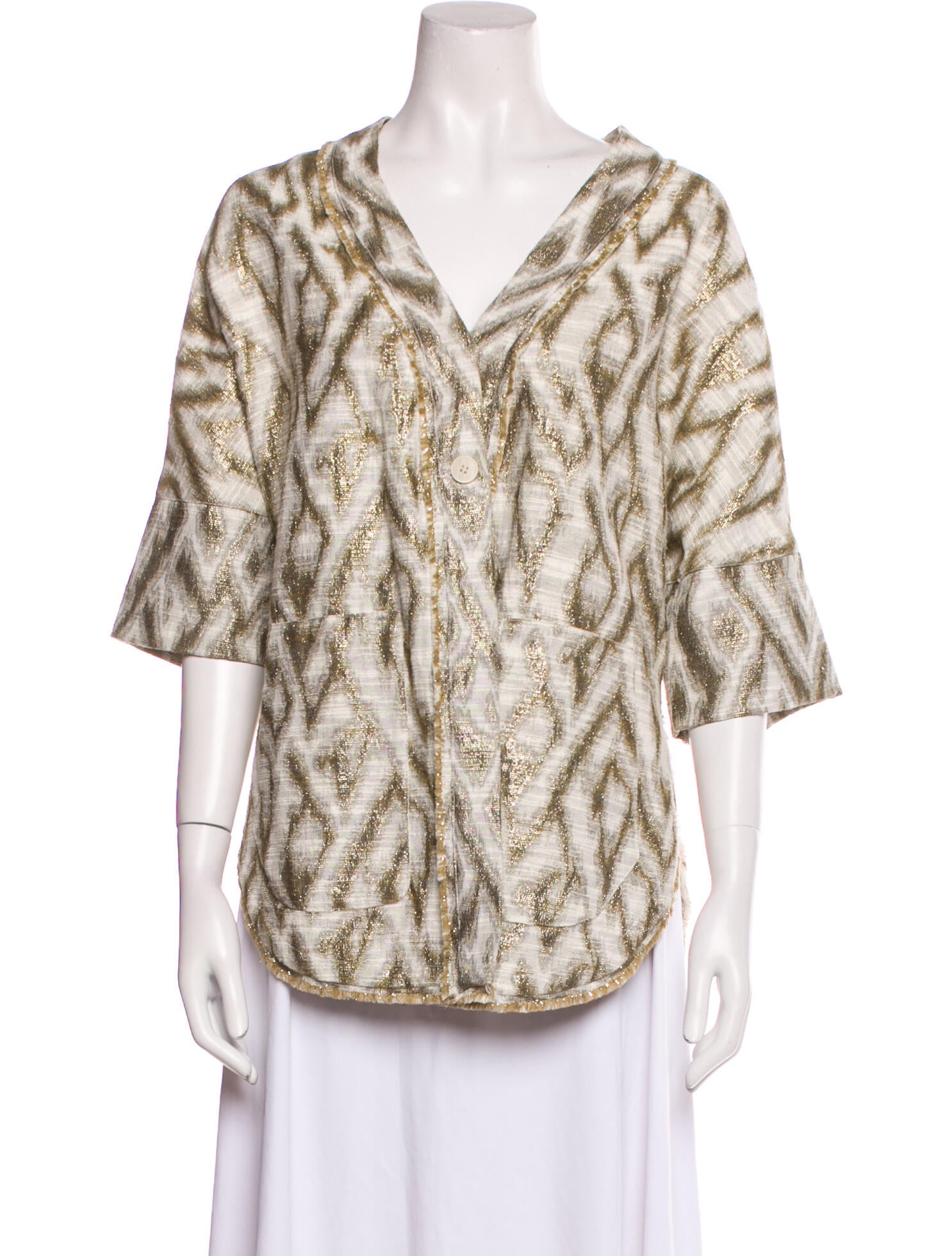 Raquel Allegra Printed V-Neck Top