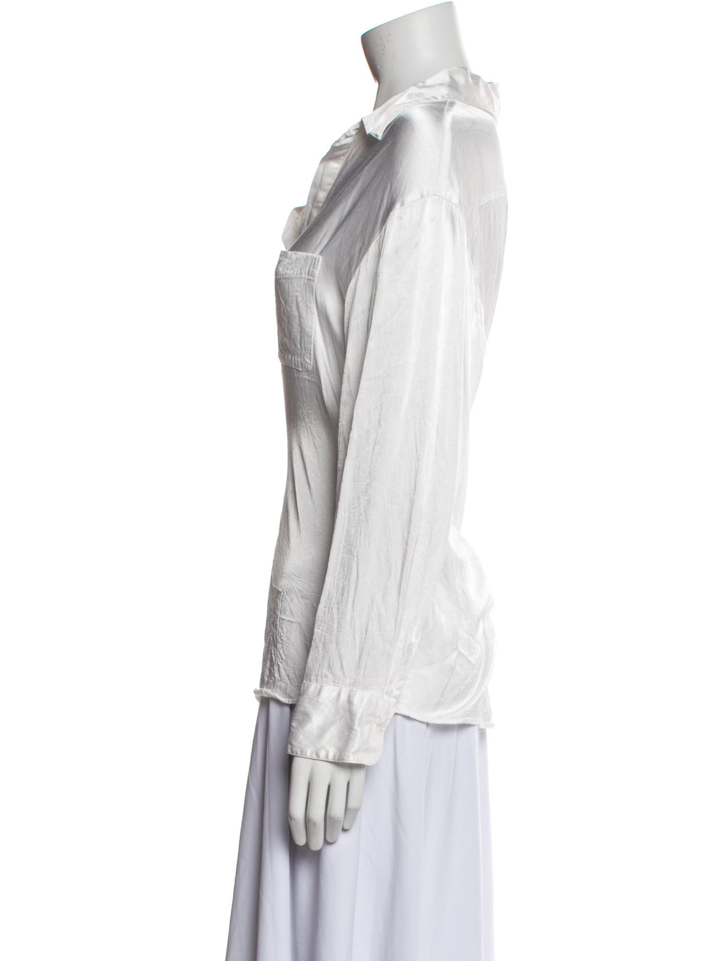 Raquel Allegra Tie-Dye Print V-Neck Button-Up Top