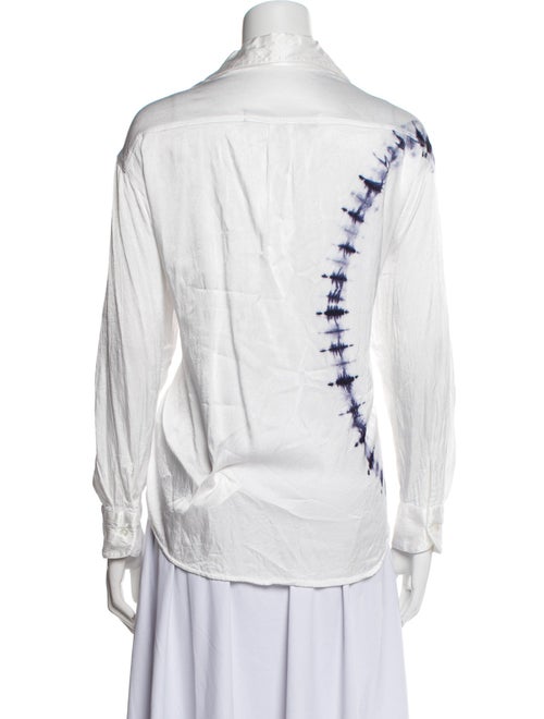 Raquel Allegra Tie-Dye Print V-Neck Button-Up Top