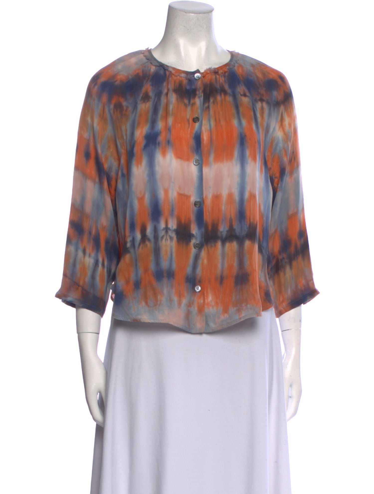 Raquel Allegra Silk Tie-Dye Print Blouse