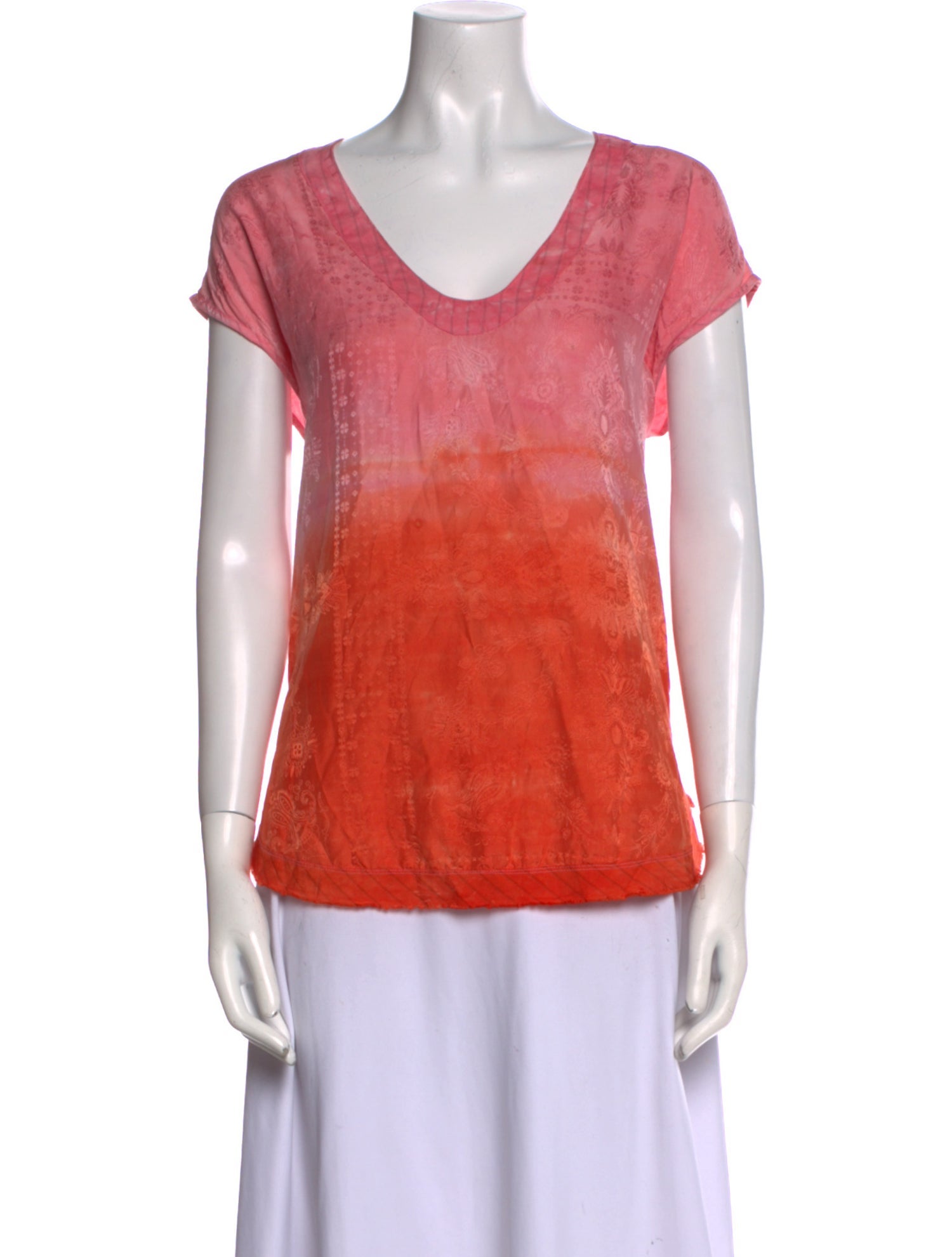 Raquel Allegra Silk Tie-Dye Print T-Shirt