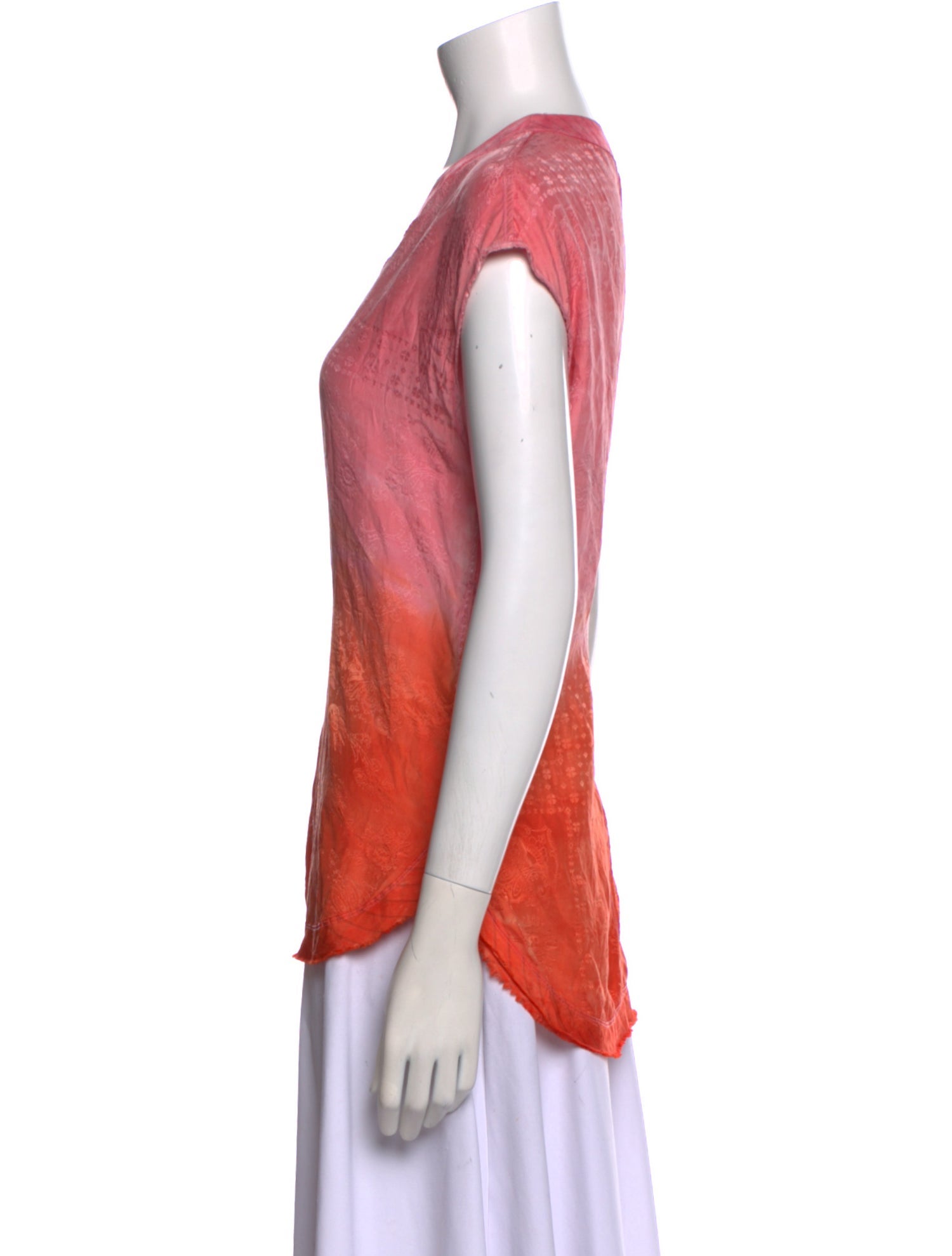 Raquel Allegra Silk Tie-Dye Print T-Shirt