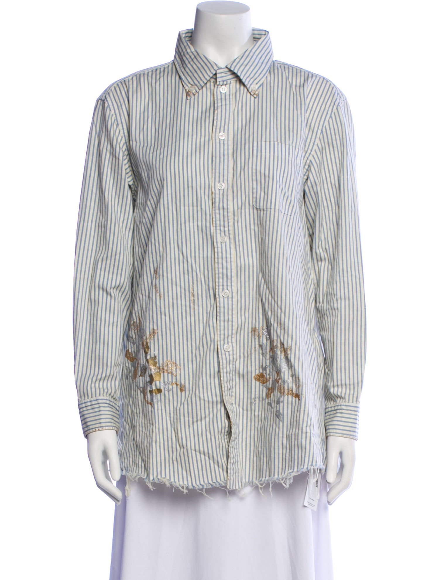 Raquel Allegra Striped Long Sleeve Button-Up Top