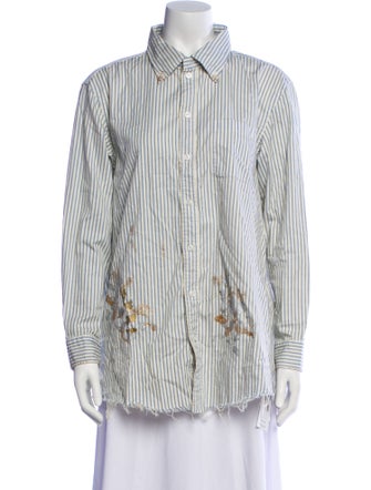 Raquel Allegra Striped Long Sleeve Button-Up Top