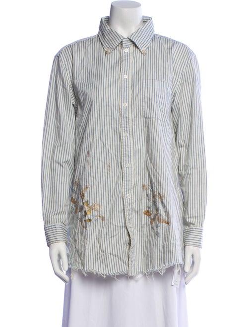 Raquel Allegra Striped Long Sleeve Button-Up Top