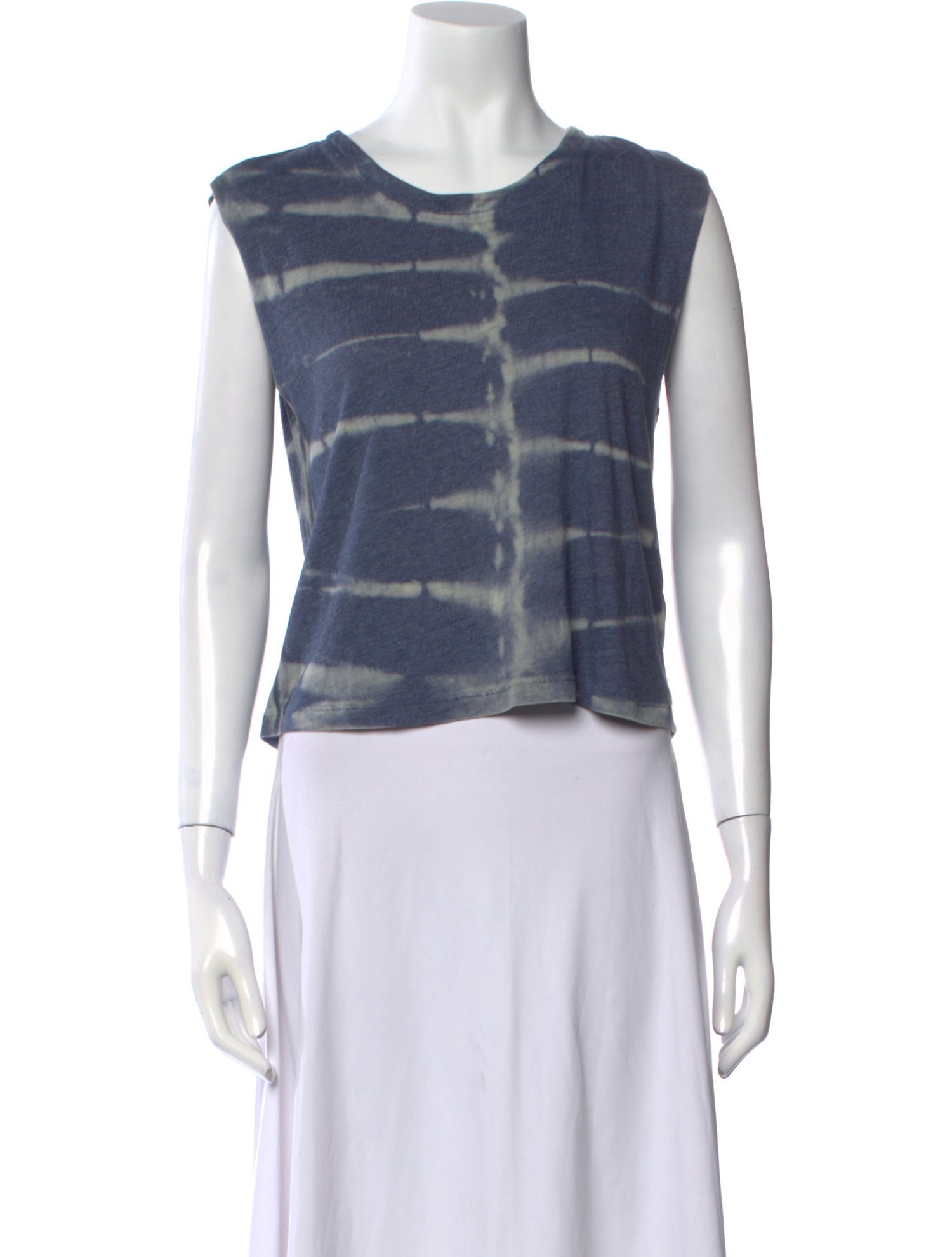Raquel Allegra Tie-Dye Print Scoop Neck Crop Top