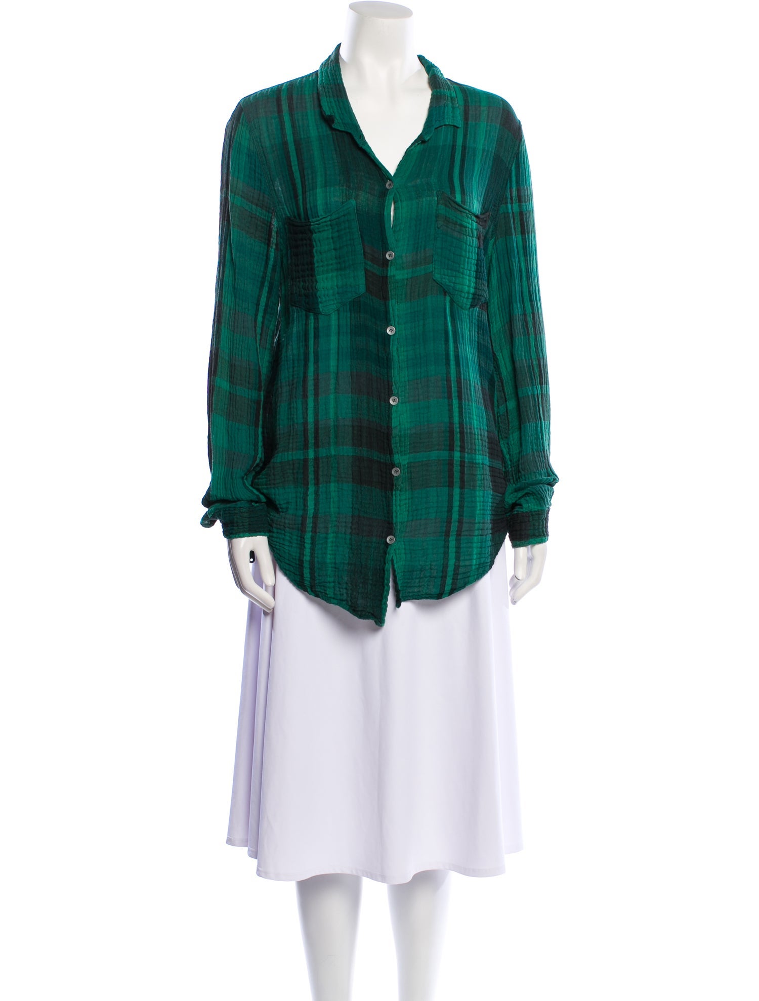 Raquel Allegra Plaid Print V-Neck Tunic