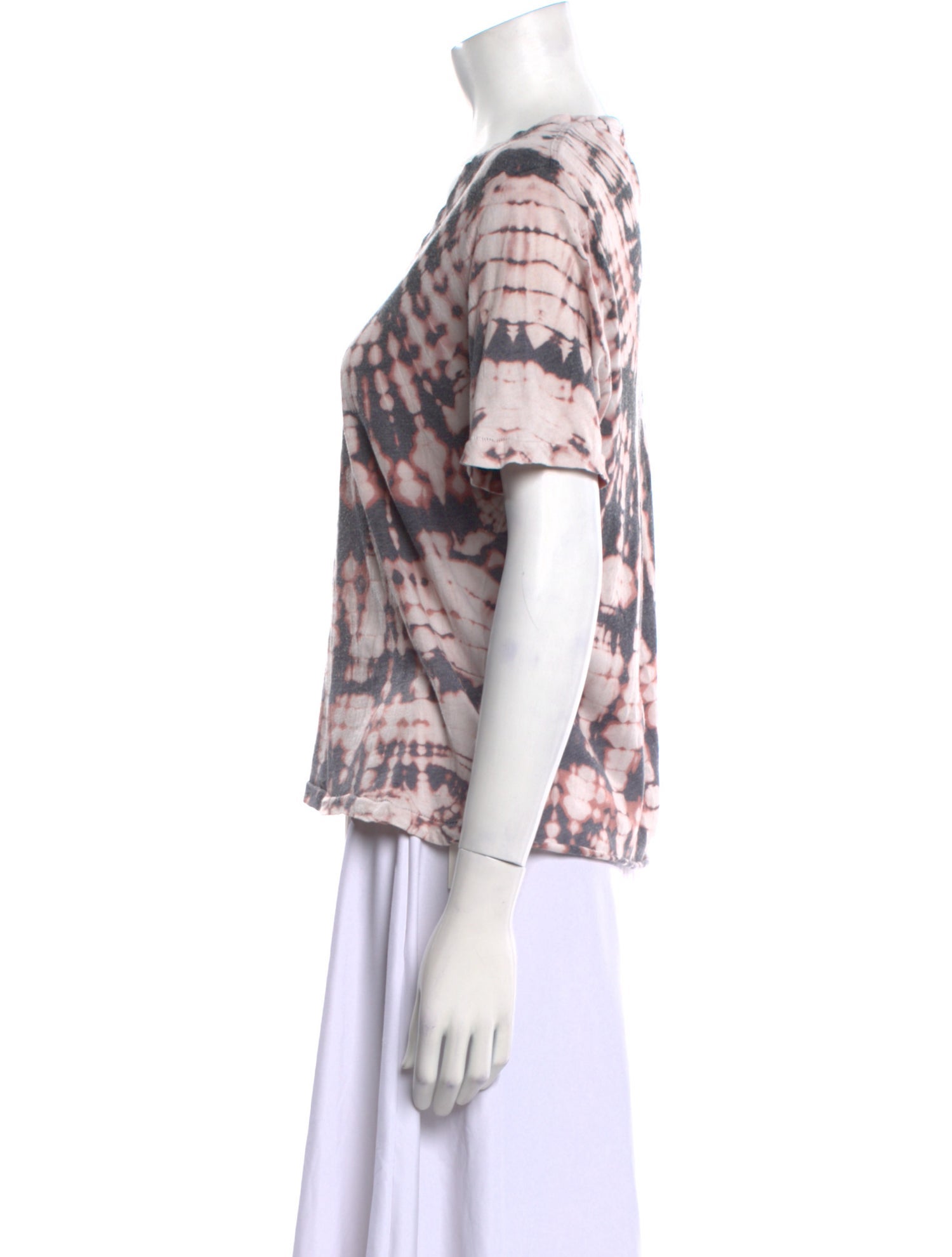 Raquel Allegra Tie-Dye Print V-Neck T-Shirt