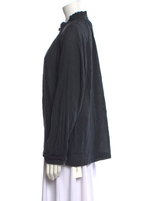 Raquel Allegra Silk Mock Neck Button-Up Top