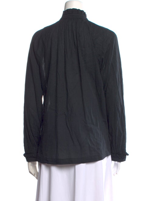 Raquel Allegra Silk Mock Neck Button-Up Top