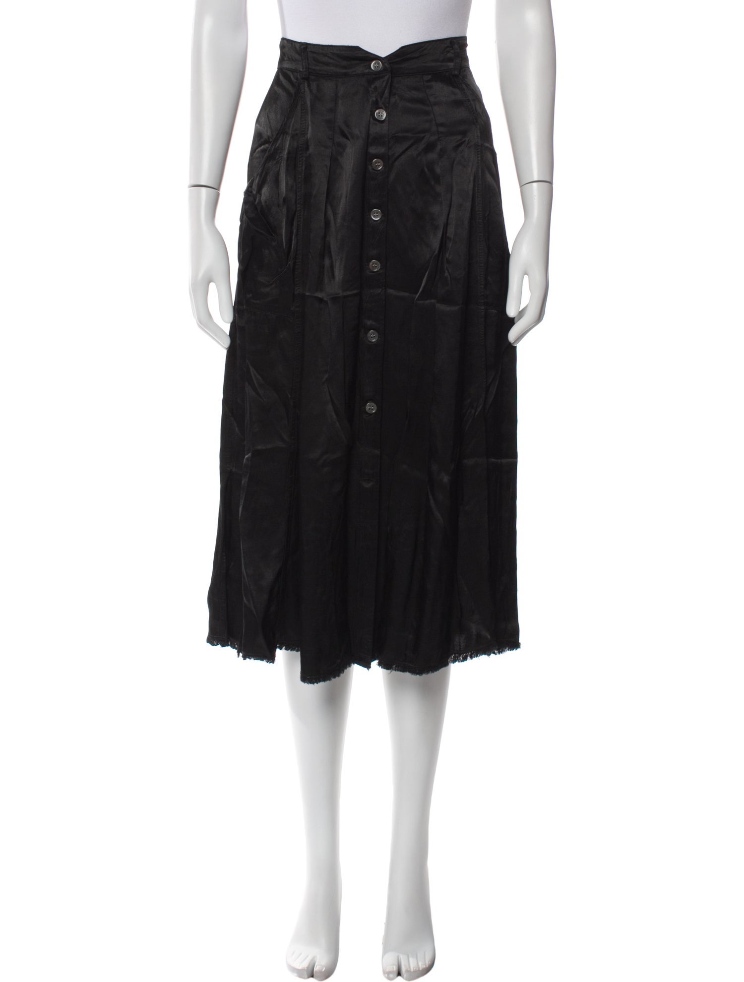 Raquel Allegra Raw-Edge Trim Midi Length Skirt