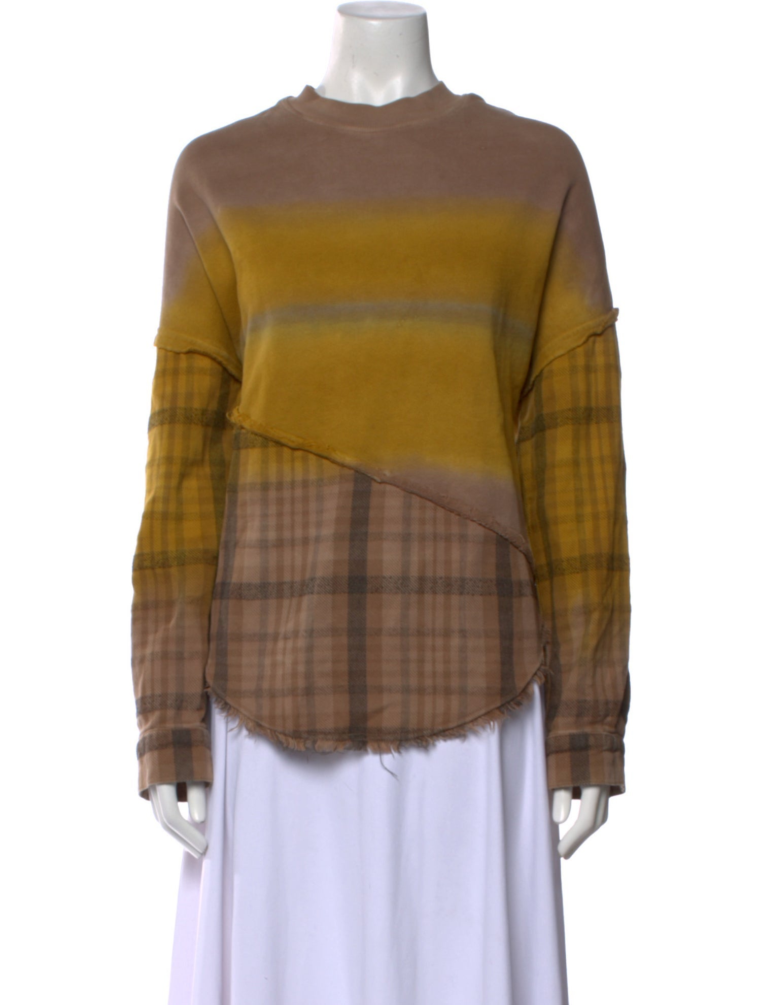 Raquel Allegra Plaid Print Crew Neck Top