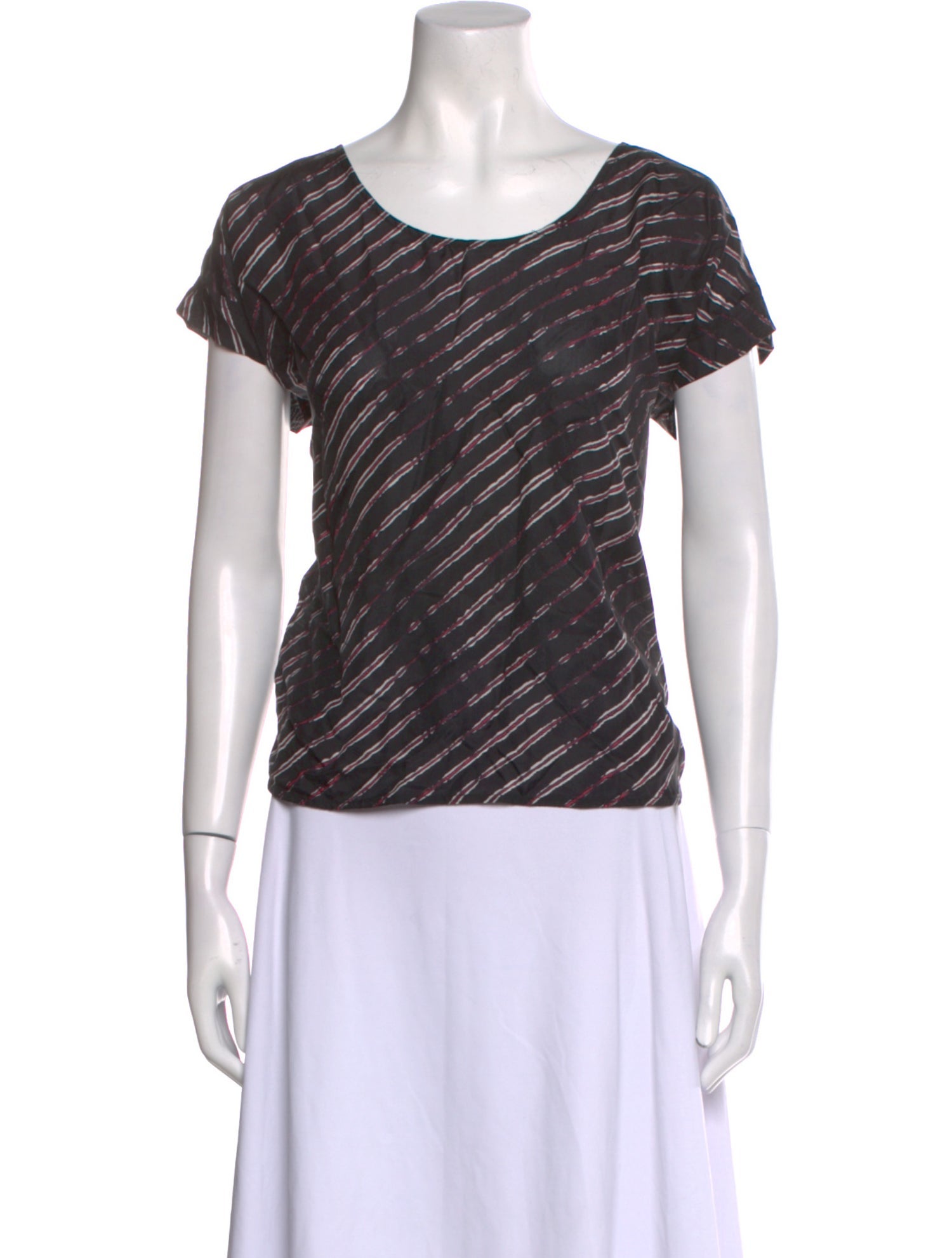 Raquel Allegra Silk Striped T-Shirt