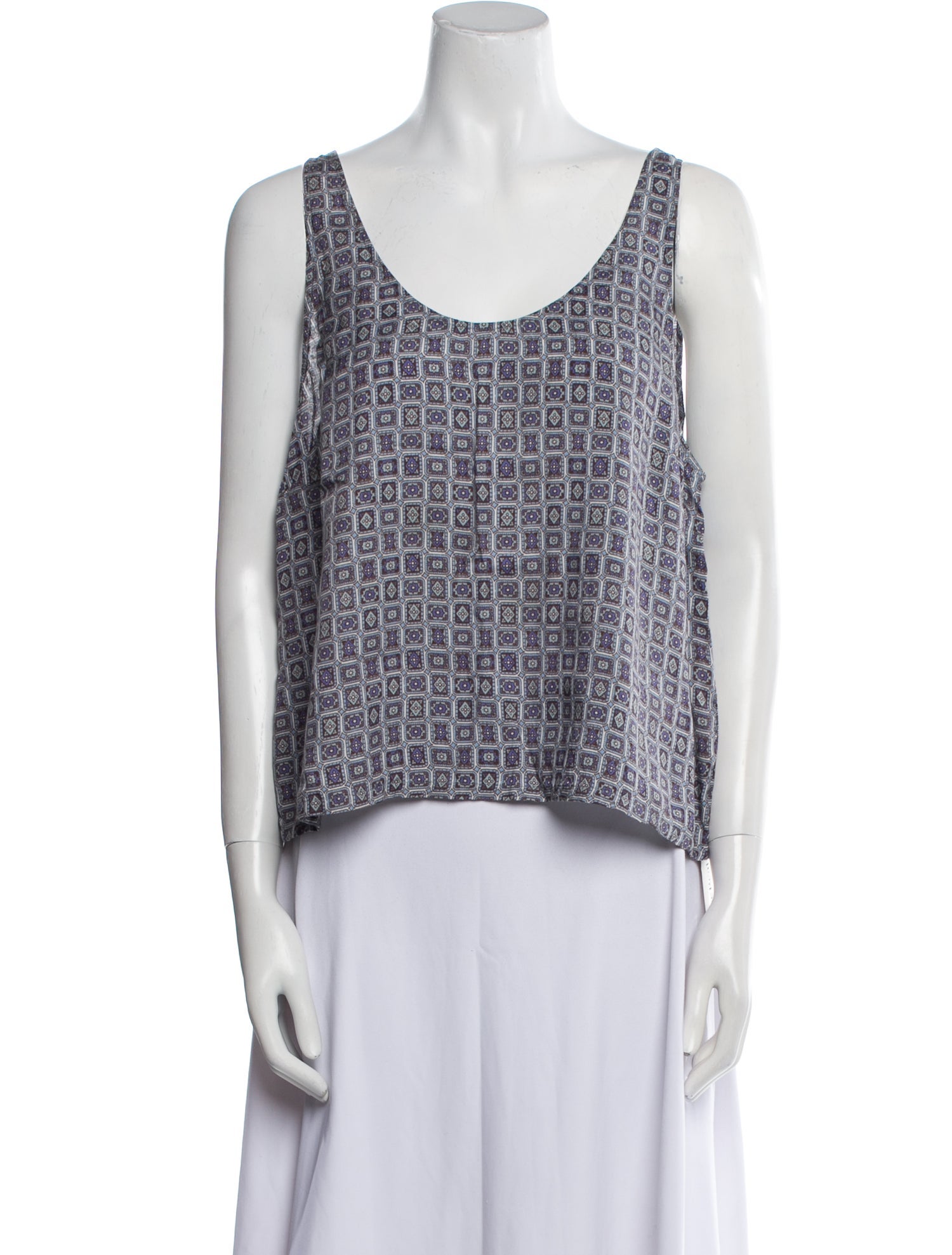 Raquel Allegra Printed Scoop Neck Top
