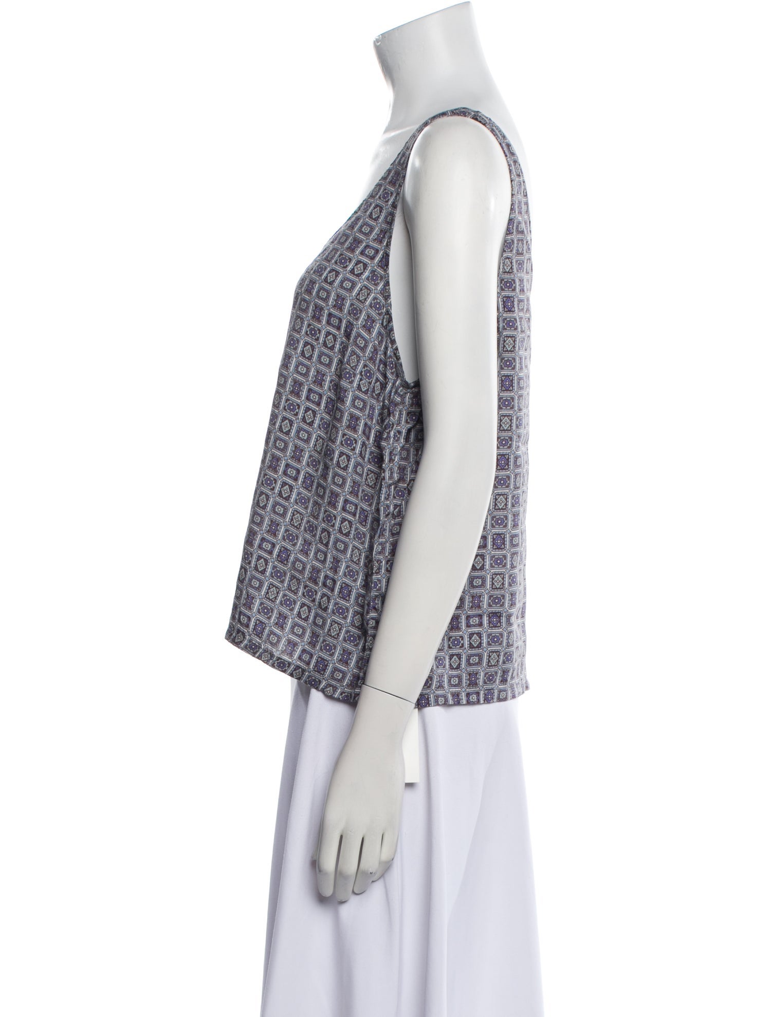 Raquel Allegra Printed Scoop Neck Top