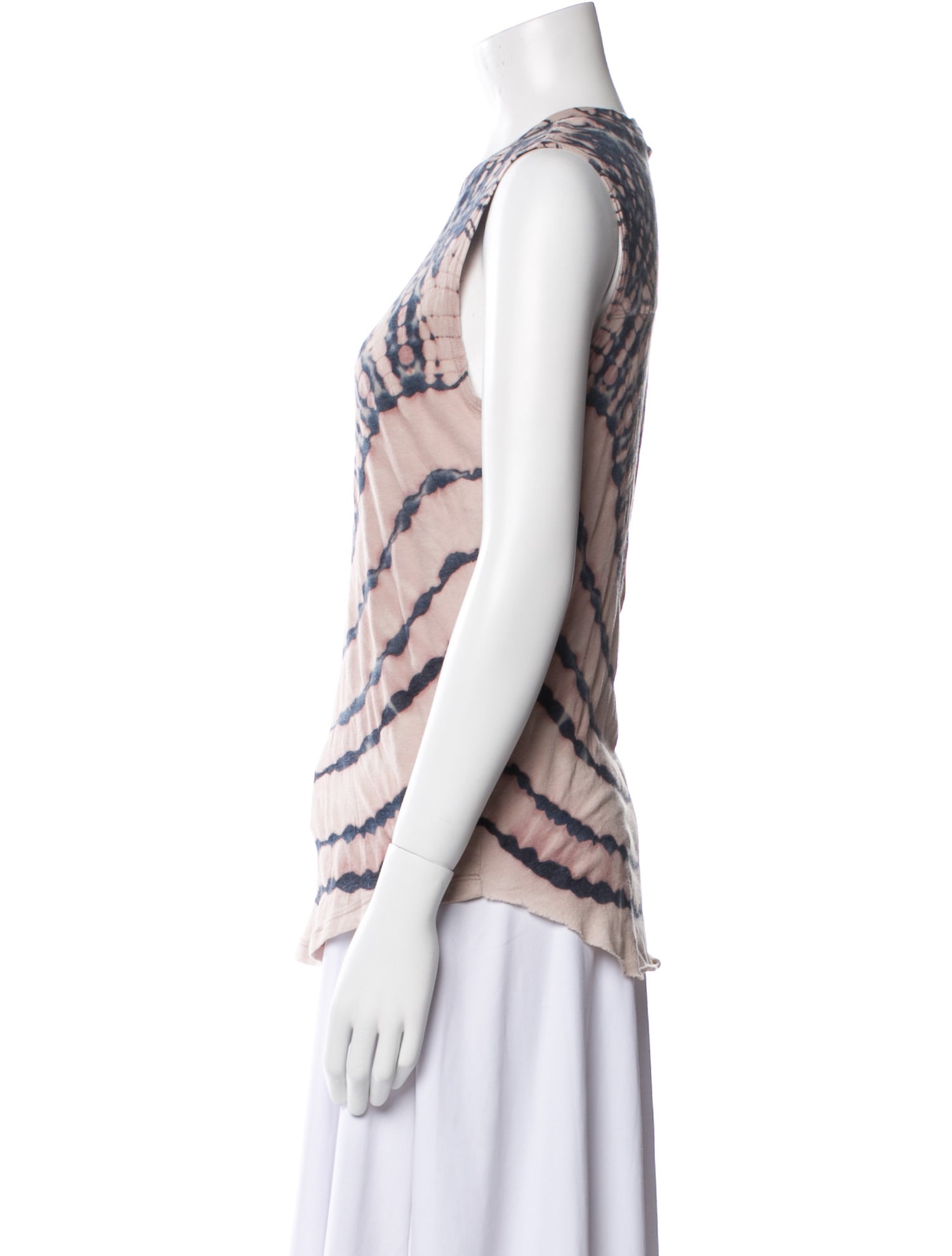 Raquel Allegra Tie-Dye Print Scoop Neck Top
