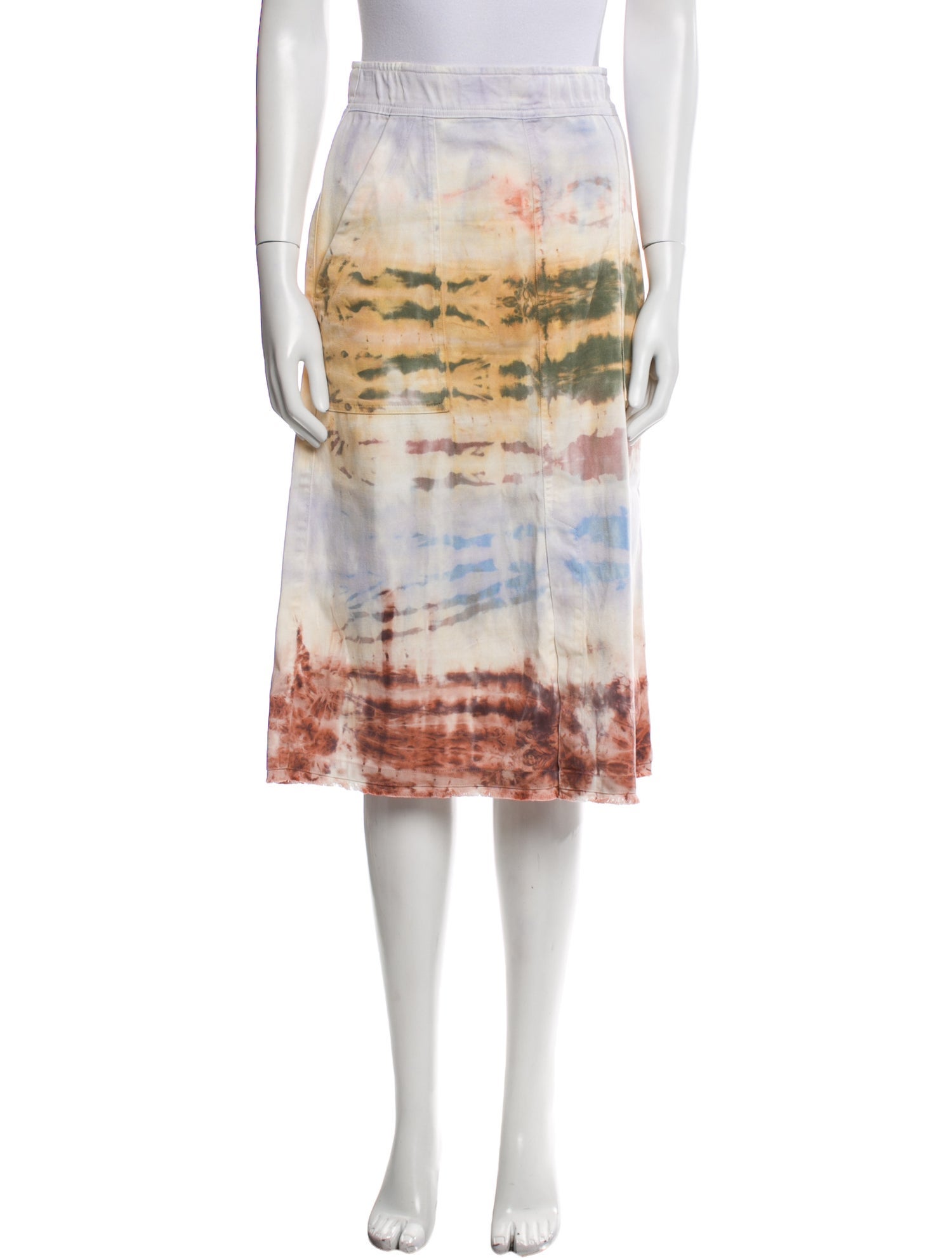 Raquel Allegra Tie-Dye Print Knee-Length Skirt