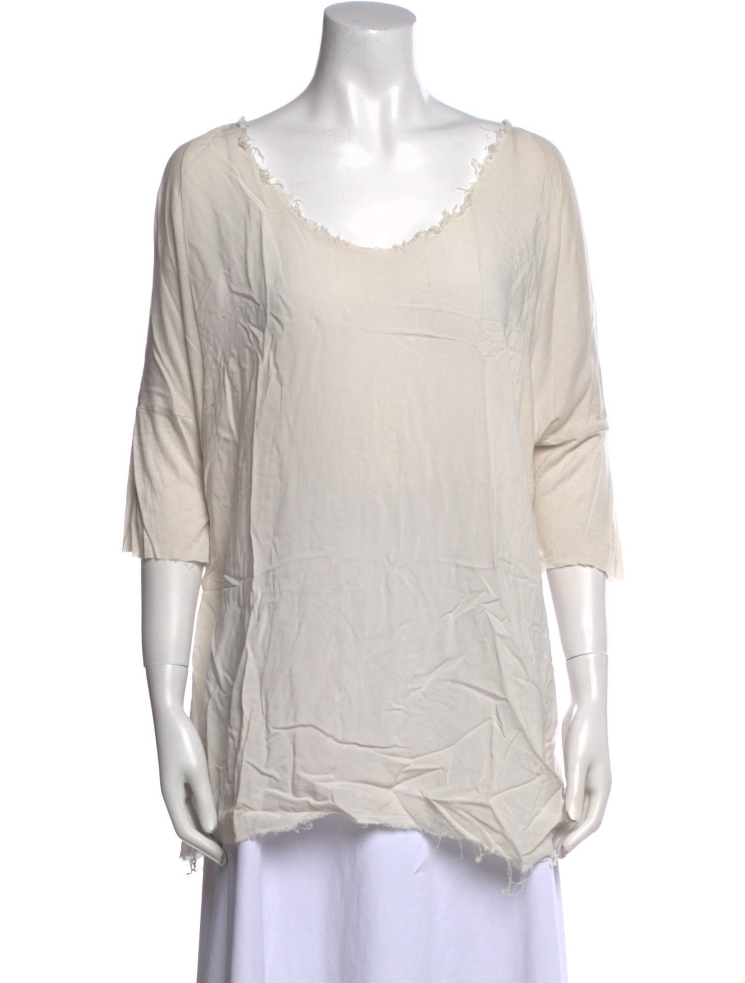 Raquel Allegra Scoop Neck Three-Quarter Sleeve Blouse