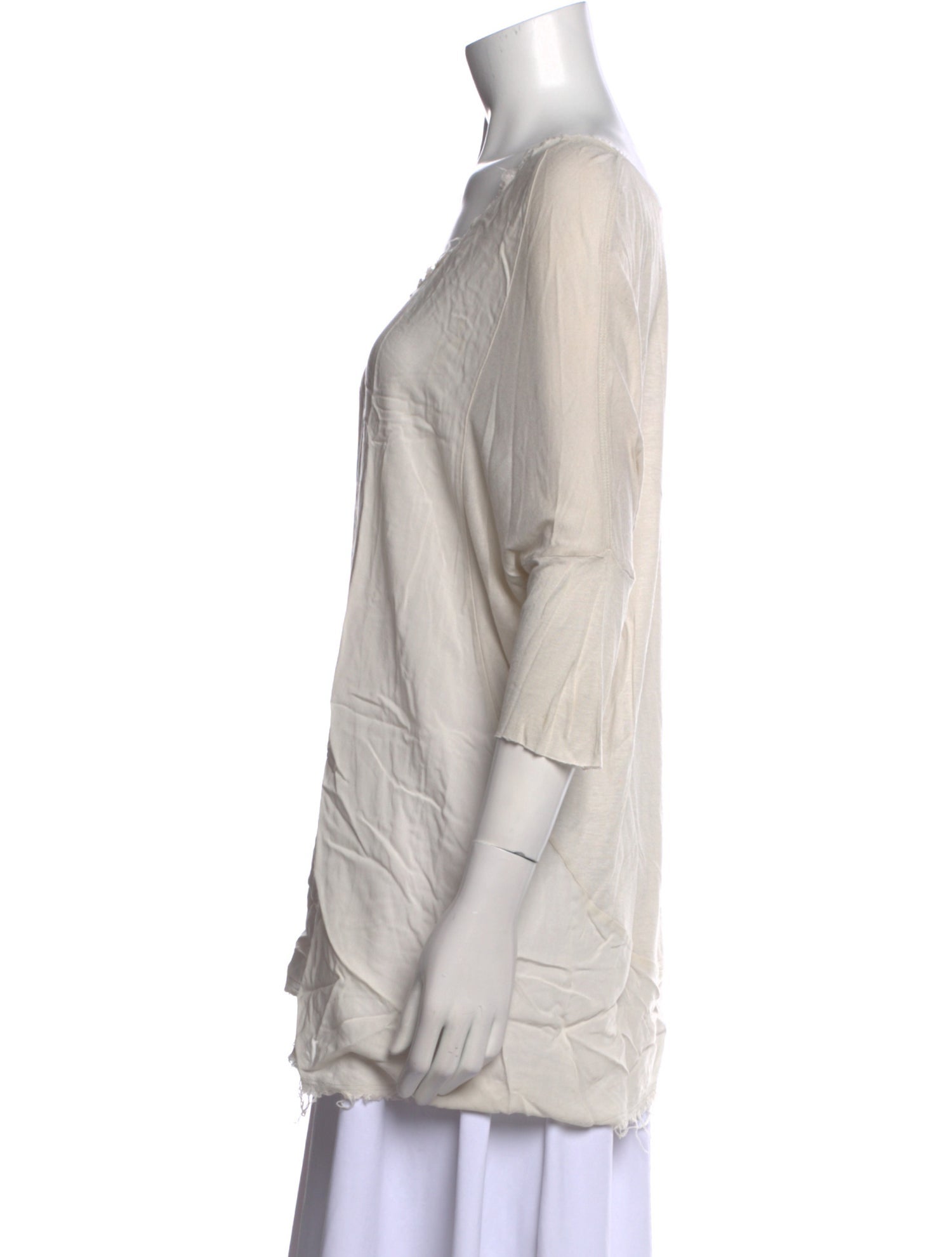 Raquel Allegra Scoop Neck Three-Quarter Sleeve Blouse