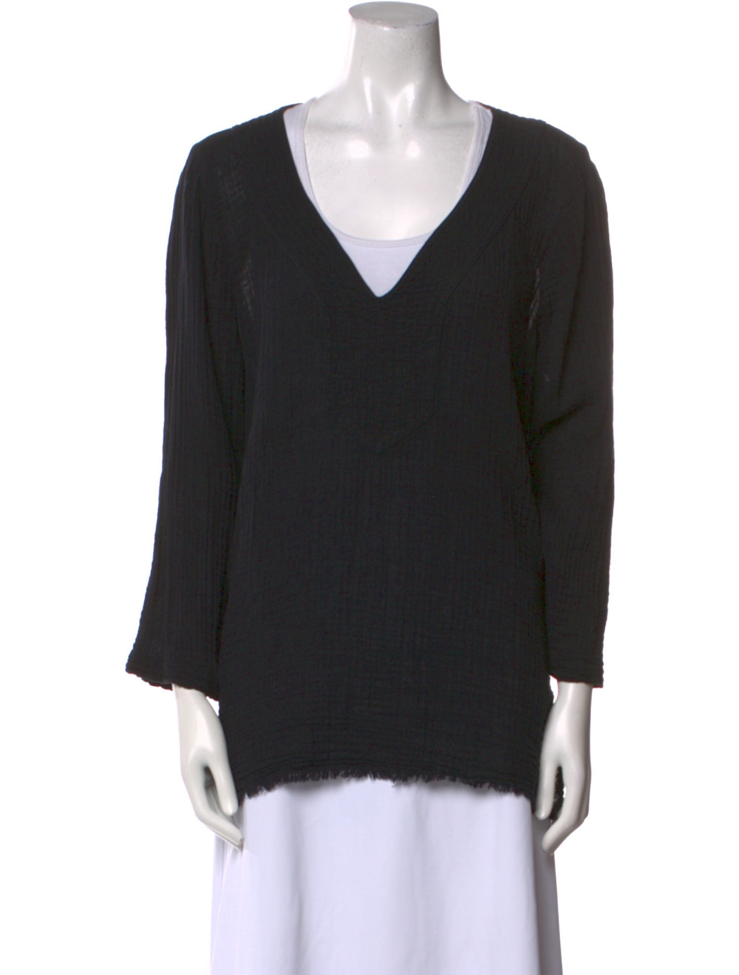 Raquel Allegra V-Neck Three-Quarter Sleeve Top