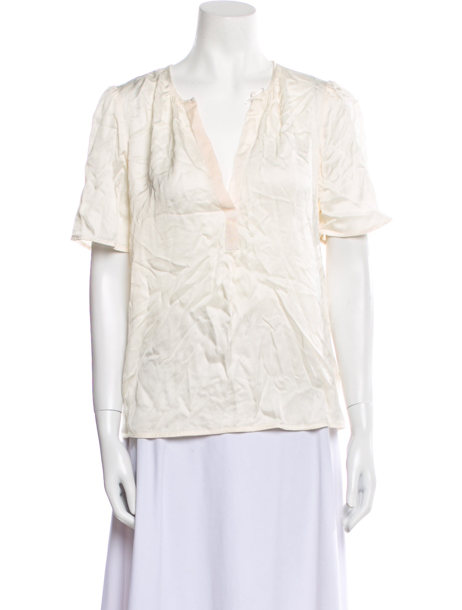 Raquel Allegra V-Neck Short Sleeve Blouse