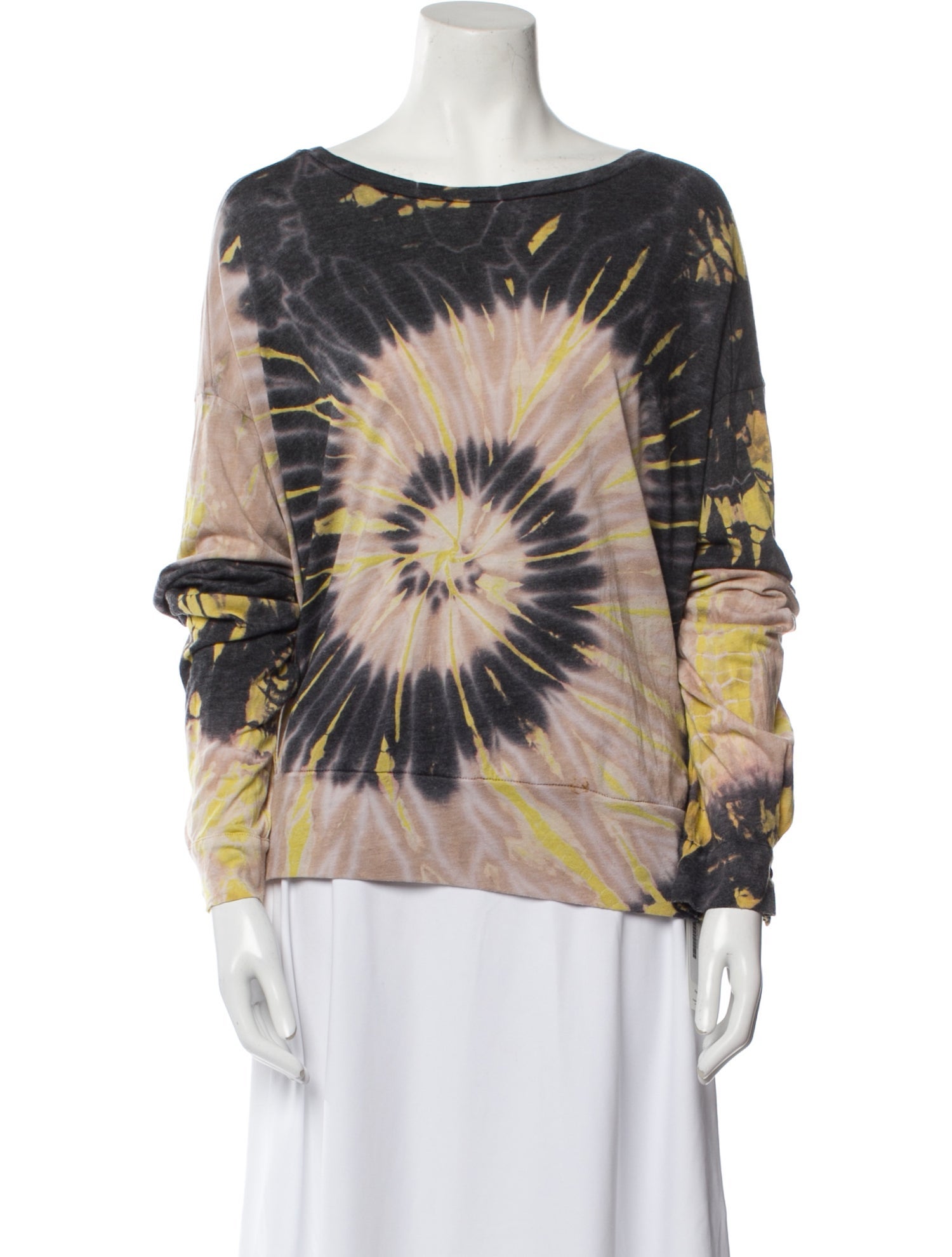Raquel Allegra Tie-Dye Print Bateau Neckline Blouse