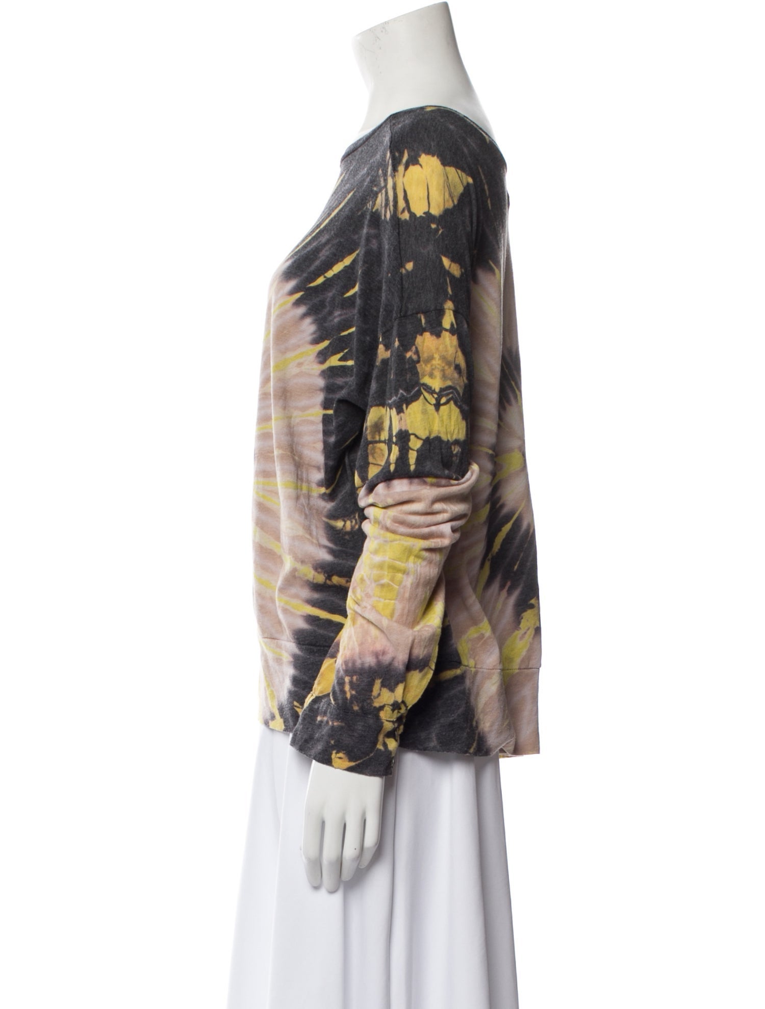 Raquel Allegra Tie-Dye Print Bateau Neckline Blouse