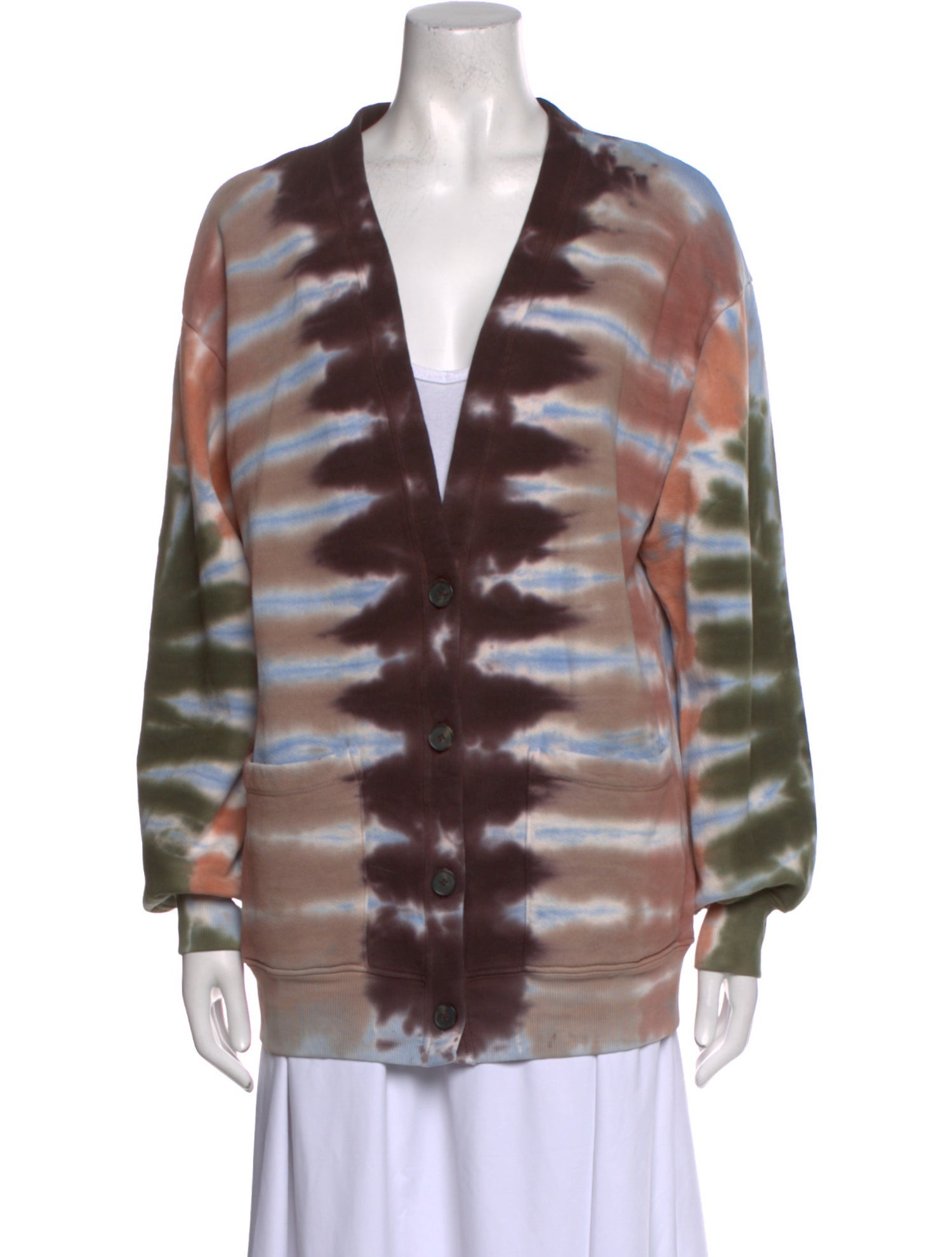 Raquel Allegra Tie-Dye Print V-Neck Sweater