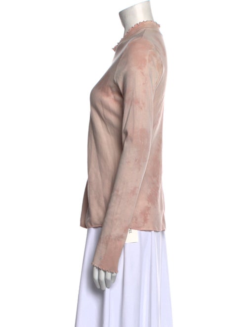 Raquel Allegra Mock Neck Long Sleeve Button-Up Top