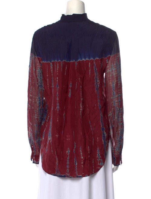 Raquel Allegra Silk Tie-Dye Print Button-Up Top