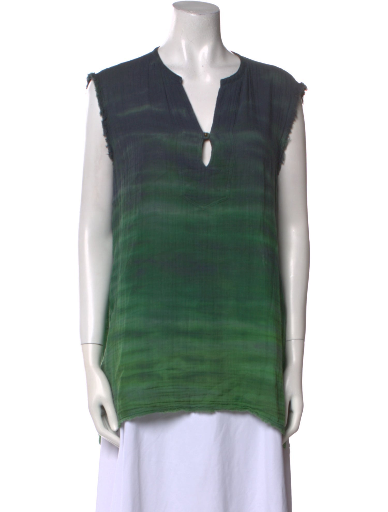 Raquel Allegra Tie-Dye Print V-Neck Top