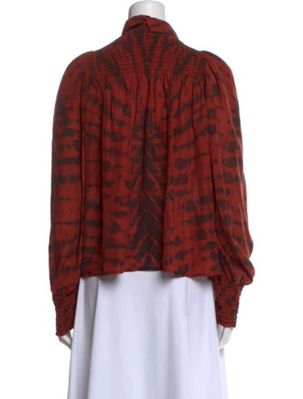 Raquel Allegra Silk Tie-Dye Print Button-Up Top